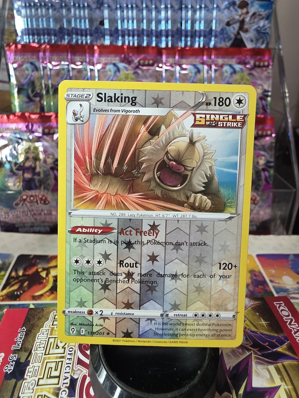 Slaking Pokémon Single Strike Holo Card - Yellow Border